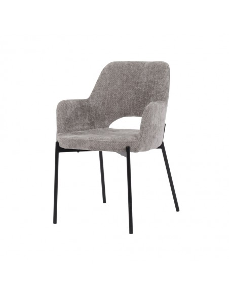 Cadeira com braços MENLA, tecido e pernas em metal preto