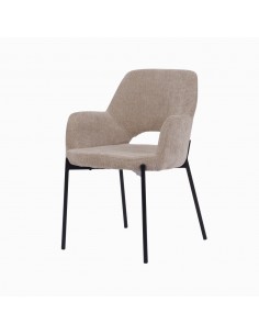 Silla con brazos MENLA de tejido y patas de metal en negro
