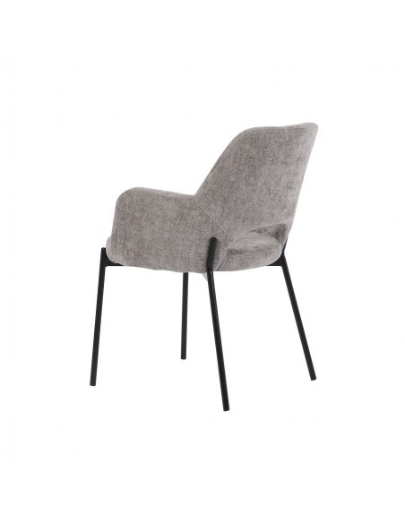 Cadeira com braços MENLA, tecido e pernas em metal preto