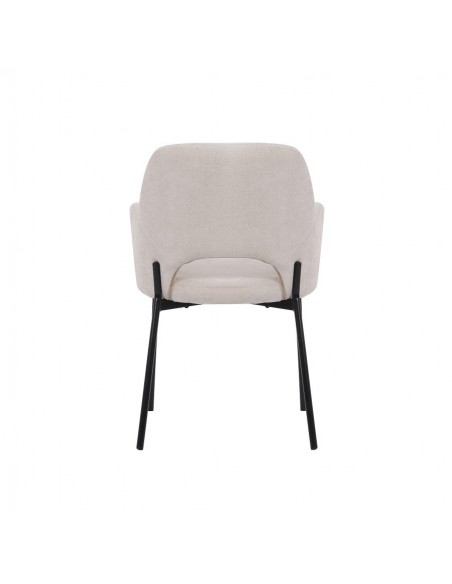 Cadeira com braços MENLA, tecido e pernas em metal preto