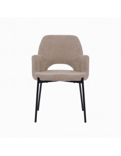 Silla con brazos MENLA de tejido y patas de metal en negro 2