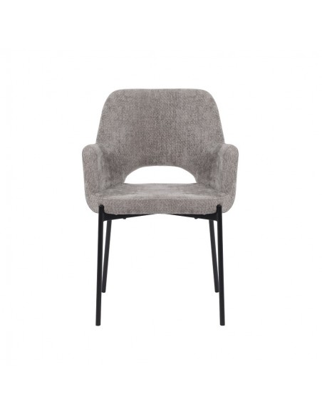 Silla con brazos MENLA de tejido y patas de metal en negro
