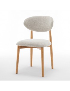 Silla nórdica de madera ANTHE en tejido color blanco