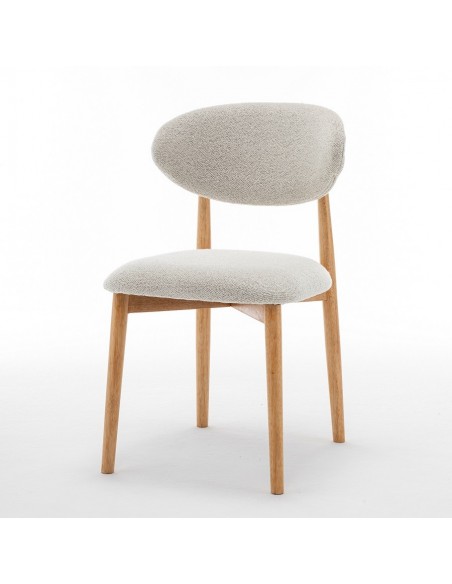 Silla nórdica de madera ANTHE en tejido color blanco