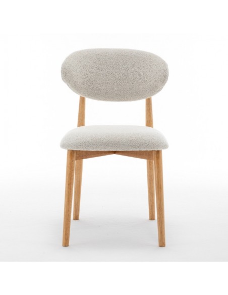 Silla nórdica de madera ANTHE en tejido color blanco
