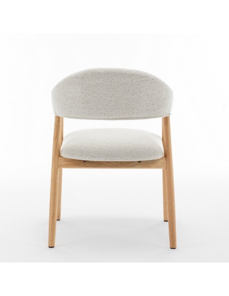 Silla nórdica con brazos de madera ANTHE en tejido color blanco