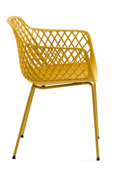 QUINN Cadeira com braços minimalista, plástico, metal
