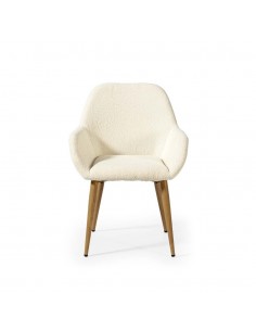 Cadeira design com braços LASHY em tecido chenille e pes... 2