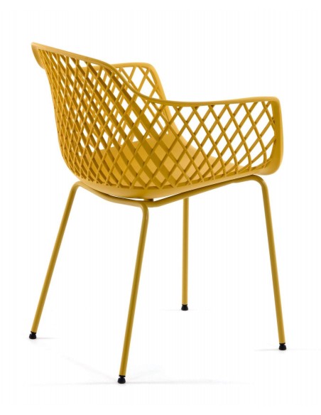 QUINN Cadeira com braços minimalista, plástico, metal