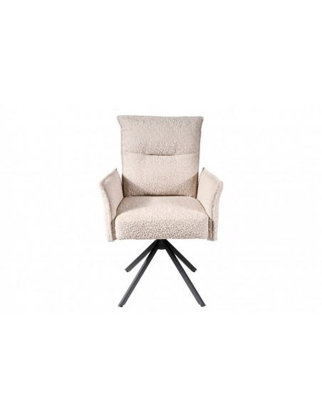 Silla giratoria con brazos GALA en tejido chenille grueso y metal negro