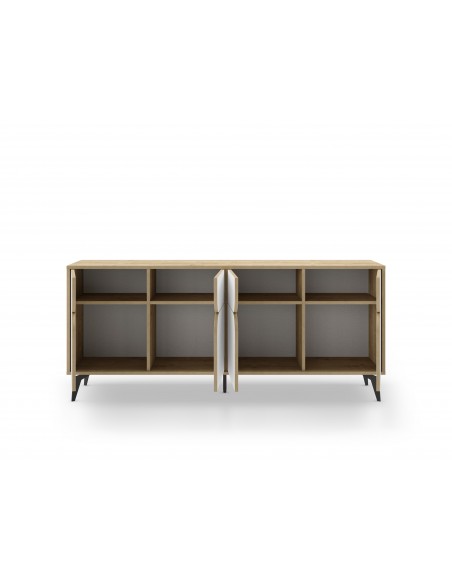 Aparador moderno 185 x 79 NOLA 4 puertas, color roble y blanco