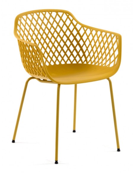QUINN Cadeira com braços minimalista, plástico, metal