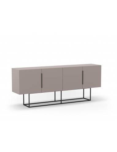 Aparador design 200 x 80 TITAN, 4 portas, mocha melamina com base em metal preto