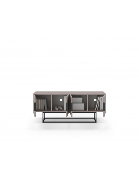 Mueble de TV TITAN 140 X 55, melamina moca y base metal negro