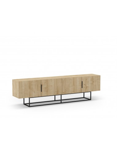 Móvel TV TITAN 200 X 55, melamina carvalho e base em metal preto
