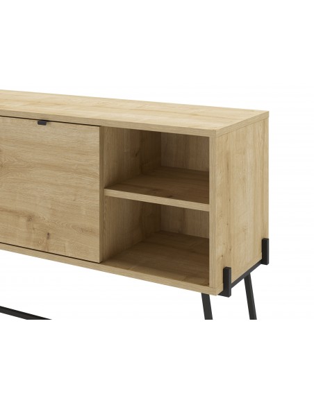 Consola moderna ECRIN 116 X 91, melamina carvalho e base em metal preto