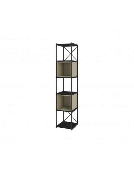 Prateleira design ANYA 36 x 179, melamina preta, cubo verde, metal