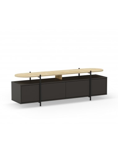 Móvel TV design HINOA 160 x 48, melamina carvalho e preto silky