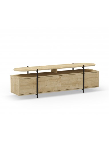 Móvel TV design HINOA 160 x 48, carvalho melamina e base metálica