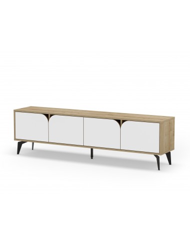 Móvel de TV moderno 180 x 51 NOLA, 4 portas, carvalho e branco