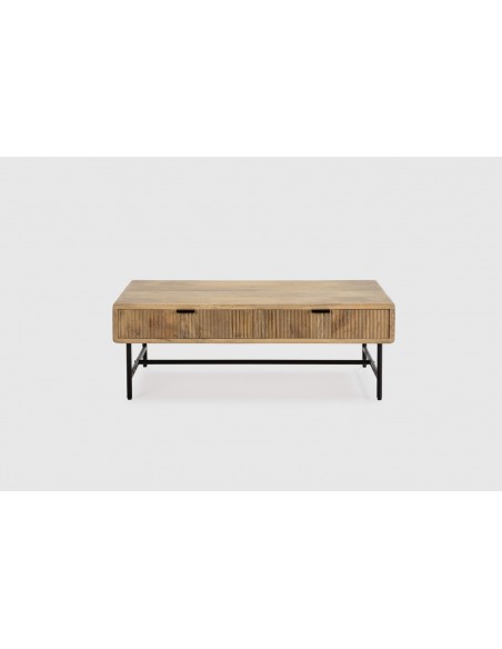 Mesa de centro étnica MUNDRA 120 x 45, MADERA de MANGO y METAL negro