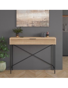 Consola moderna ECRIN 110 X 85, melamina carvalho e base... 2