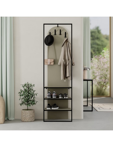 Cabide EDORA com sapateira 53 x 180, melamina verde e metal preto