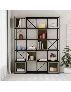 Estantería de diseño ANYA 139 x 179, melamina negro, cubo... 2