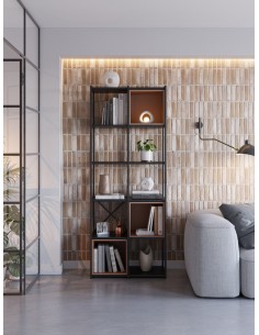 Prateleira design ANYA 70 x 179, melamina preta, cubo em... 2