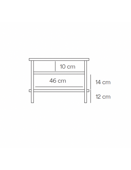 TEULAT INARI Mesa de cabeceira japonesa 54 x 40, 2 PRATELEIRAS, lacada cinza pérola e telha