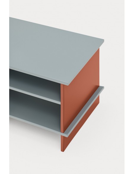 TEULAT INARI Mesa de cabeceira japonesa 54 x 40, 2 PRATELEIRAS, lacada cinza pérola e telha