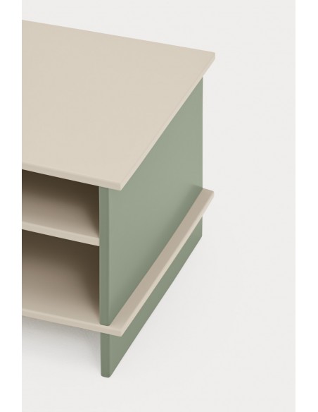 TEULAT INARI Mesa de cabeceira japonesa 54 x 40, 2 PRATELEIRAS, lacada areia e verde