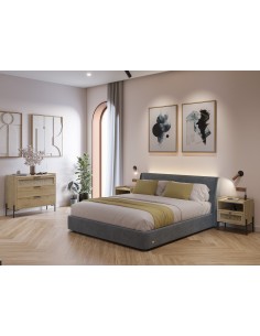 Cómoda moderna INCA 90 X 80, melamina carvalho e base em... 2
