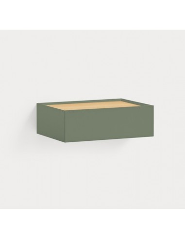 TEULAT MESITA SUSPENDIDA minimalista ARISTA 50 x 16, 1 Cajon, VERDE y roble