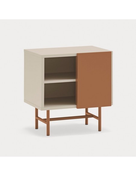 Mesa de cabeceira TEULAT NUBE 1 PORTA DE CORRER 50 x 56, lacado AREIA e ARGILA