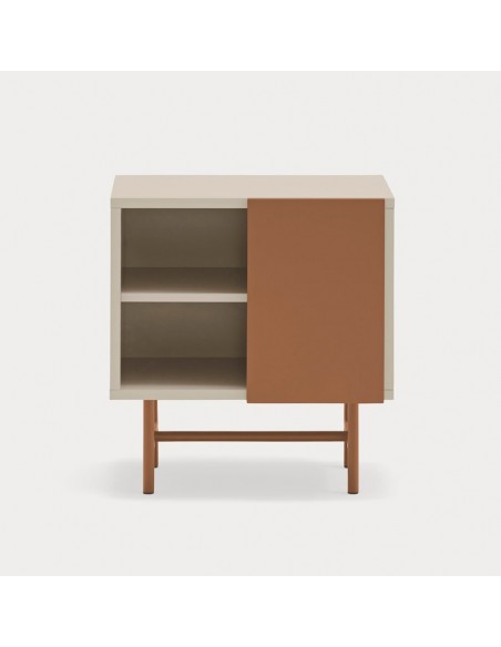 Mesa de cabeceira TEULAT NUBE 1 PORTA DE CORRER 50 x 56, lacado AREIA e ARGILA