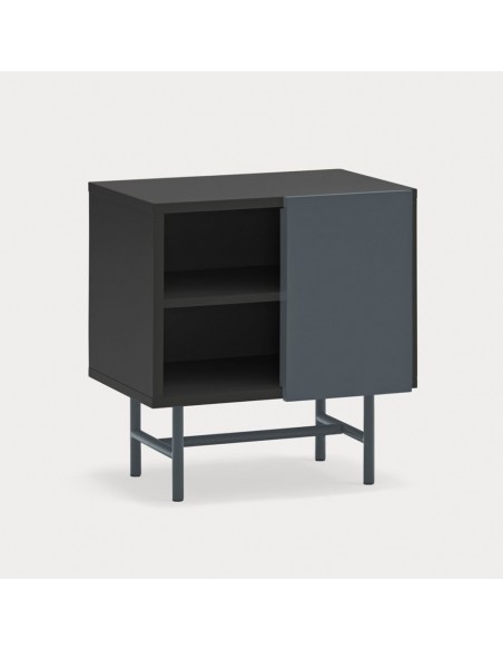 TEULAT MESITA NUBE 1 PUERTA CORREDERA 50 x 56, lacado negro y gris antracita