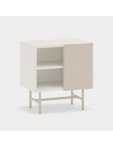 Mesa de cabeceira TEULAT NUBE 1 PORTA DE CORRER 50 x 56, lacado creme e areia