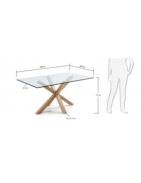 ARYA Tabela 180x100 Vidro Cristal Transparente com Facetas Naturais