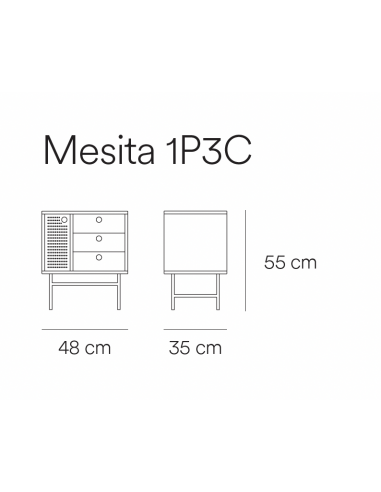 TEULAT MESINHA PONTO 48X35 PRETO, AZUL ACINZENTADO