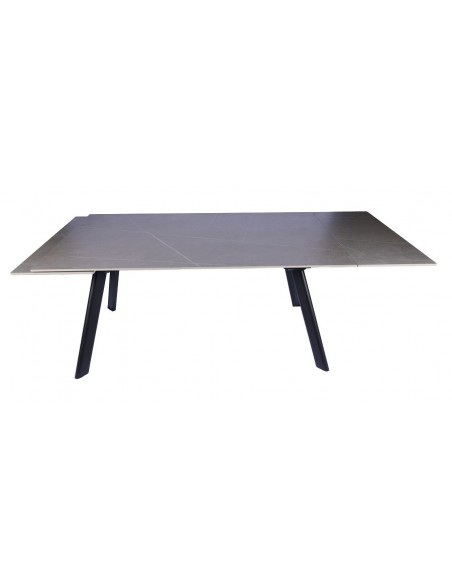 Mesa extensible ARMINIA 160(240) x 90, porcelánico gris y metal negro