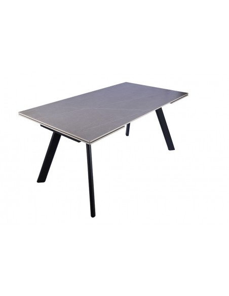 Mesa extensível ARMINIA 160(240) x 90, porcelânico cinza e metal preto