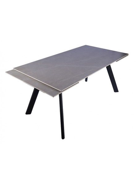 Mesa extensible ARMINIA 160(240) x 90, porcelánico gris y metal negro