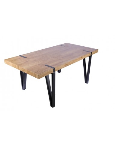 Mesa de design industrial WILSH 180 x 90 madeira folheada carvalho e metal preto