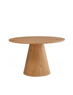 Mesa de comedor redonda ARTEMIS 120, madera chapa en roble