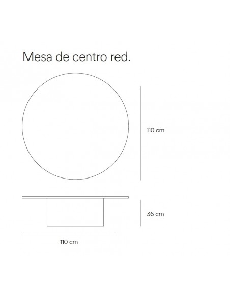 TEULAT Mesa de centro redonda TOTEM 110 x 36, minimalista, cinzento antracite