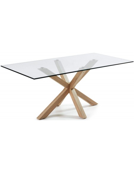 ARYA Tabela 180x100 Vidro Cristal Transparente com Facetas Naturais