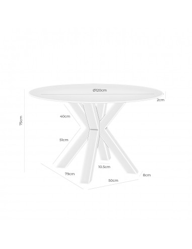Mesa redonda de cristal Argo 120, base de acero...