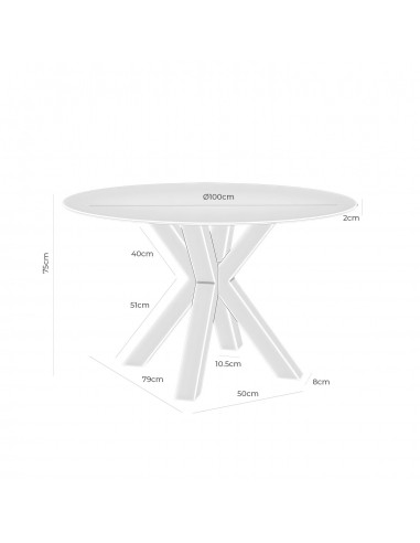 Mesa redonda de cristal Argo 100, base de acero...