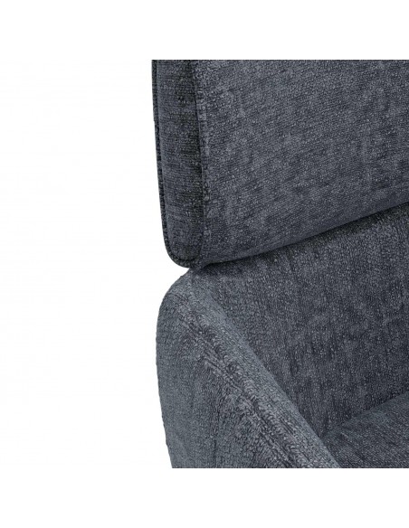 Silla giratoria con brazos DIANE tejido chenille gris y acero negro.